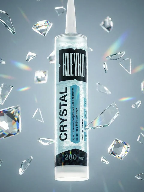 KLEYKO CRYSTAL · прозрачный гибридный клей-герметик · Упаковка · Кристально-прозрачный · 280 мл