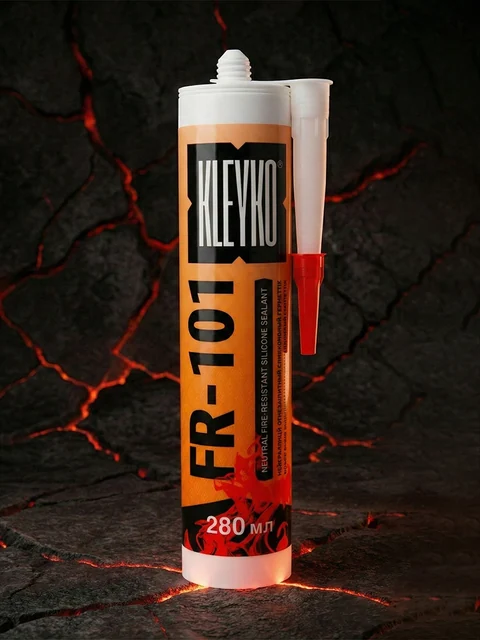 KLEYKO FR-101 · огнестойкий нейтральный силиконовый герметик · Упаковка · Серый RAL 7004 · 280 мл