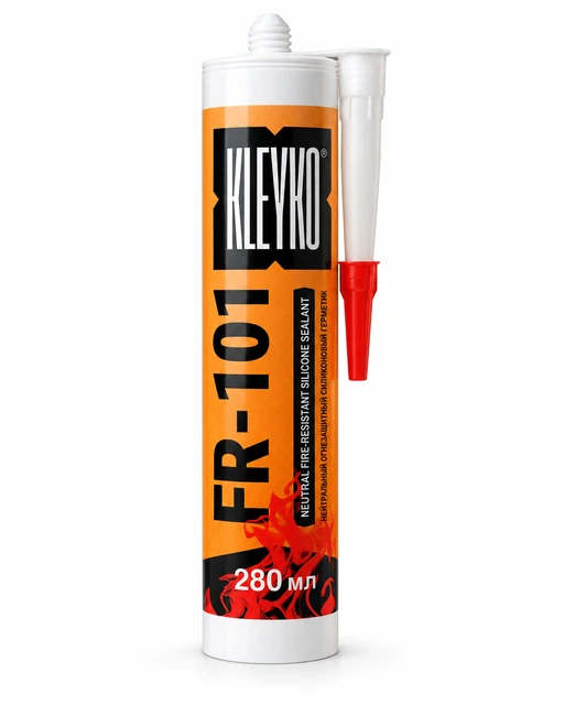 KLEYKO FR-101 · огнестойкий нейтральный силиконовый герметик, Белый RAL 9003 · 280 мл